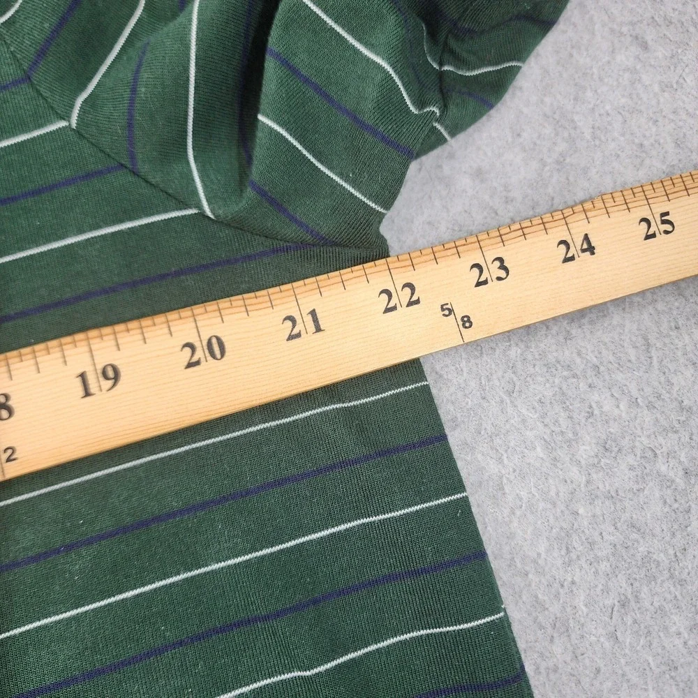RLX Ralph Lauren Golf Polo Mens Large Green White Blue Striped Performance Shirt